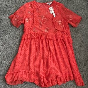 Ranna Gill Anthropologie Orange Embroidered Tunic